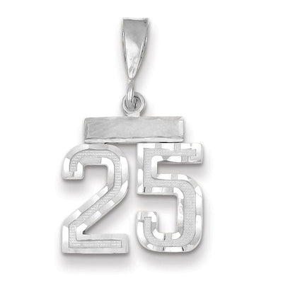 14k White Gold Small Size Diamond Cut Texture Finish Number 25 Charm Pendant at $ 177.11 only from Jewelryshopping.com