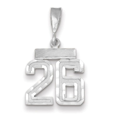 14k White Gold Small Size Diamond Cut Texture Finish Number 26 Charm Pendant at $ 195.64 only from Jewelryshopping.com