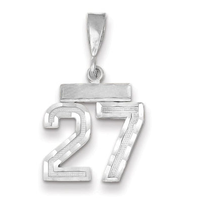 14k White Gold Small Size Diamond Cut Texture Finish Number 27 Charm Pendant at $ 147.25 only from Jewelryshopping.com