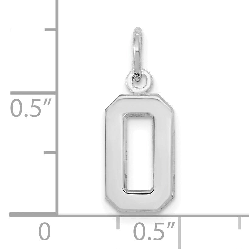 14k White Gold Polished Finish Small Size Number 0 Charm Pendant