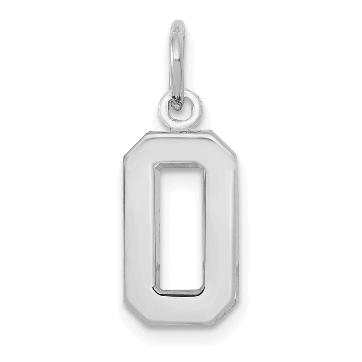 14k White Gold Polished Finish Small Size Number 0 Charm Pendant