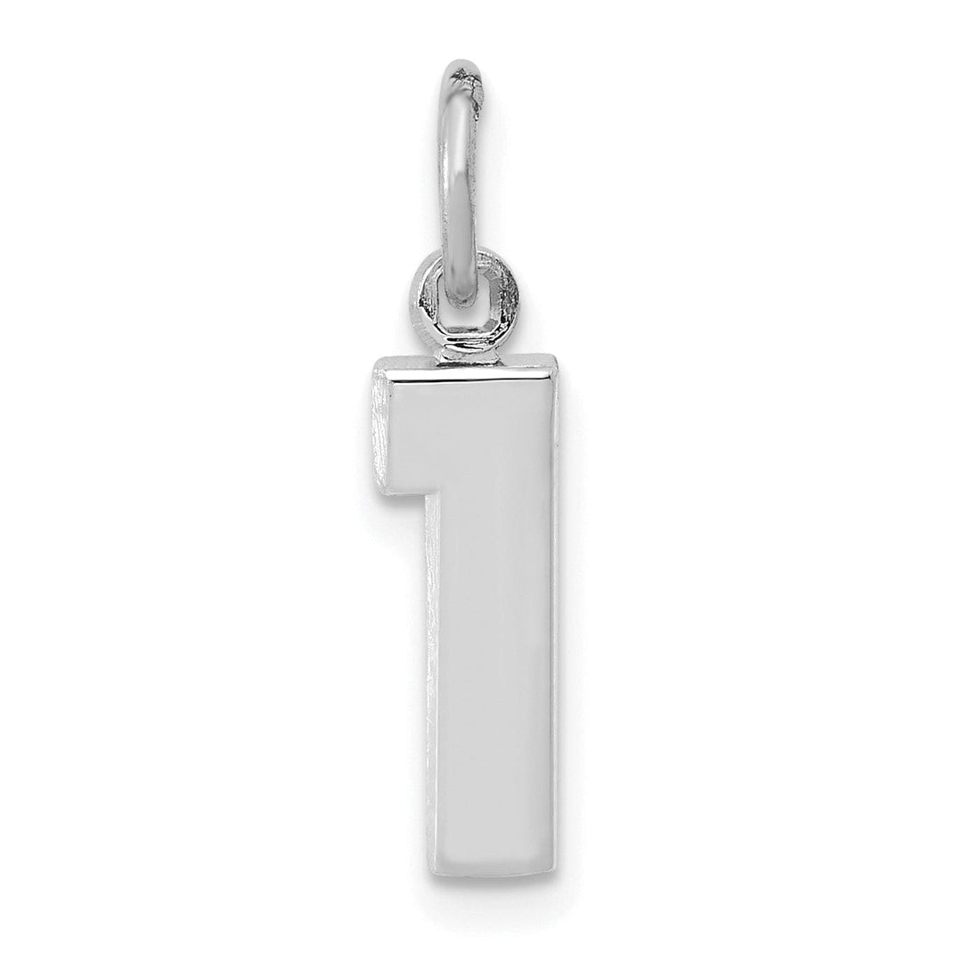 14k White Gold Polished Finish Small Size Number 1 Charm Pendant