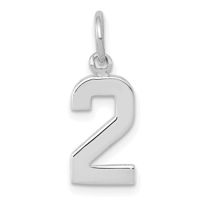 14k White Gold Polished Finish Small Size Number 2 Charm Pendant at $ 73.71 only from Jewelryshopping.com