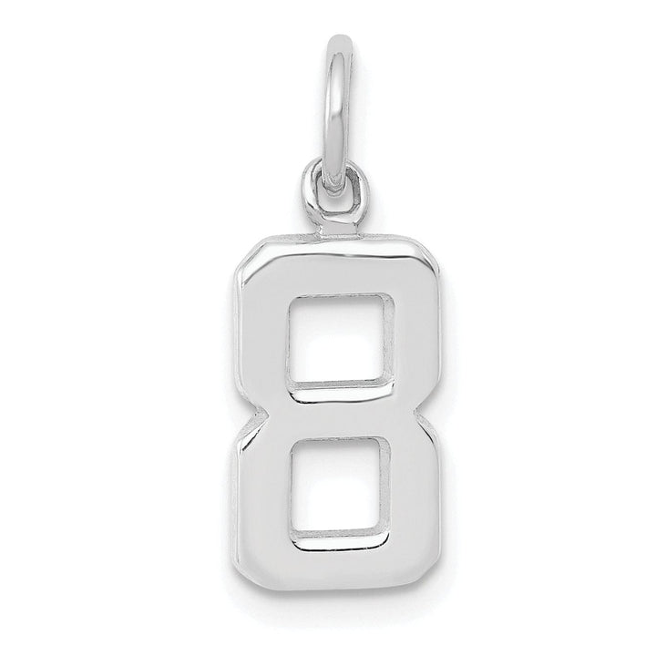 14k White Gold Polished Finish Small Size Number 8 Charm Pendant