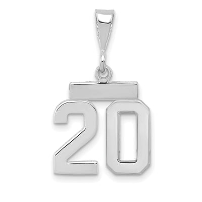 14k White Gold Polished Finish Small Size Number 20 Charm Pendant at $ 196.21 only from Jewelryshopping.com