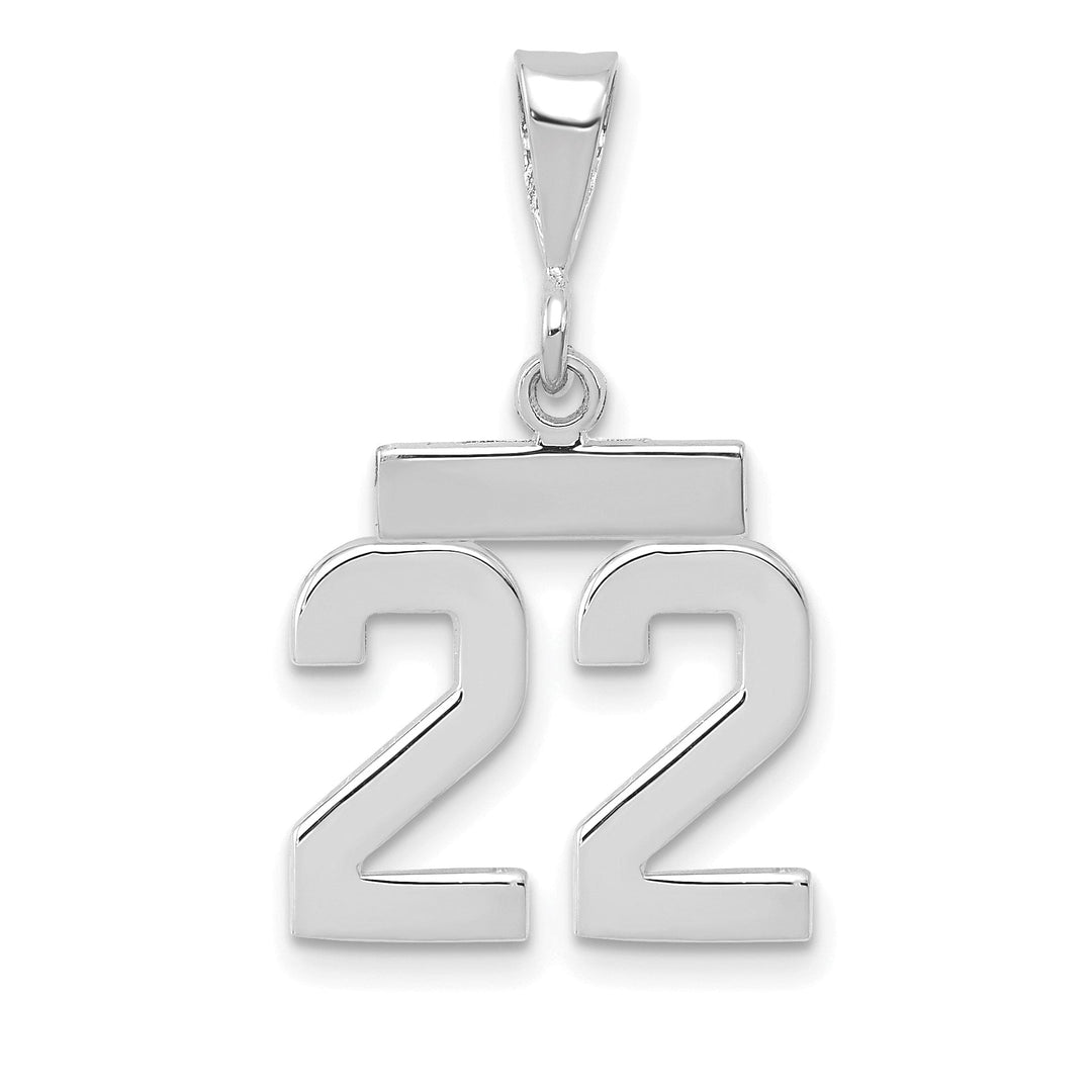 14k White Gold Polished Finish Small Size Number 22 Charm Pendant
