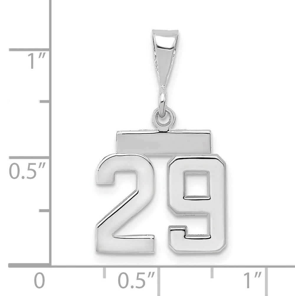 14k White Gold Polished Finish Small Size Number 29 Charm Pendant