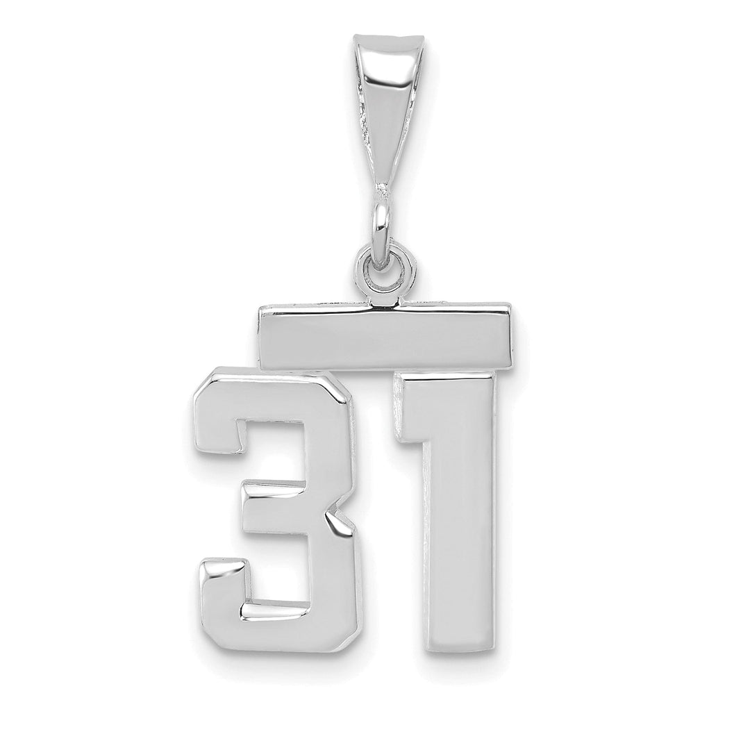 14k White Gold Polished Finish Small Size Number 31 Charm Pendant