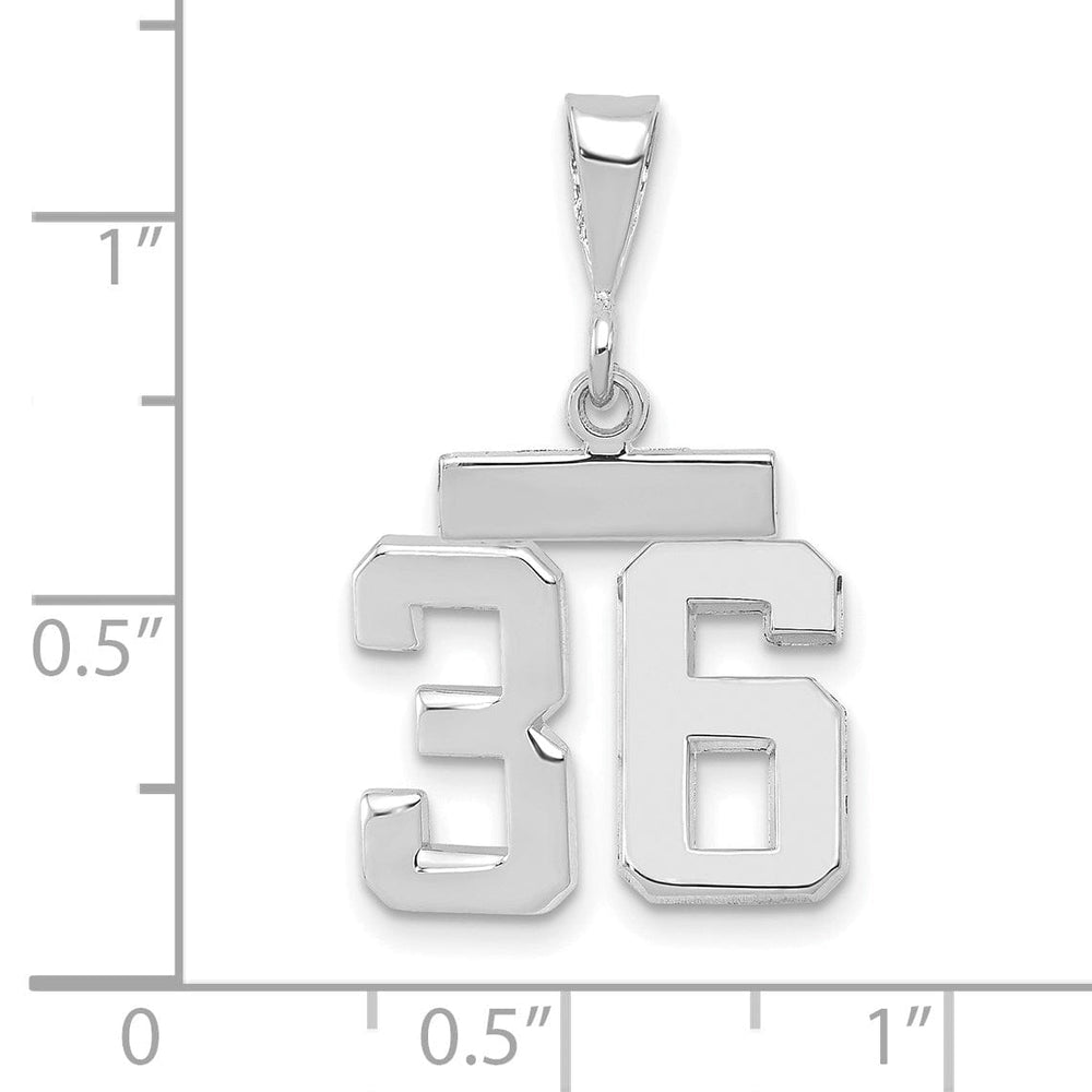 14k White Gold Polished Finish Small Size Number 36 Charm Pendant