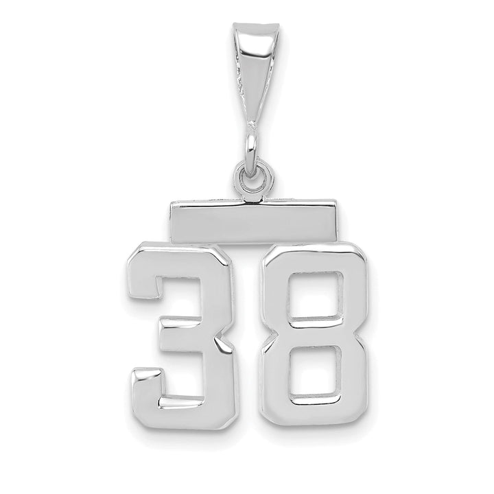 14k White Gold Polished Finish Small Size Number 38 Charm Pendant