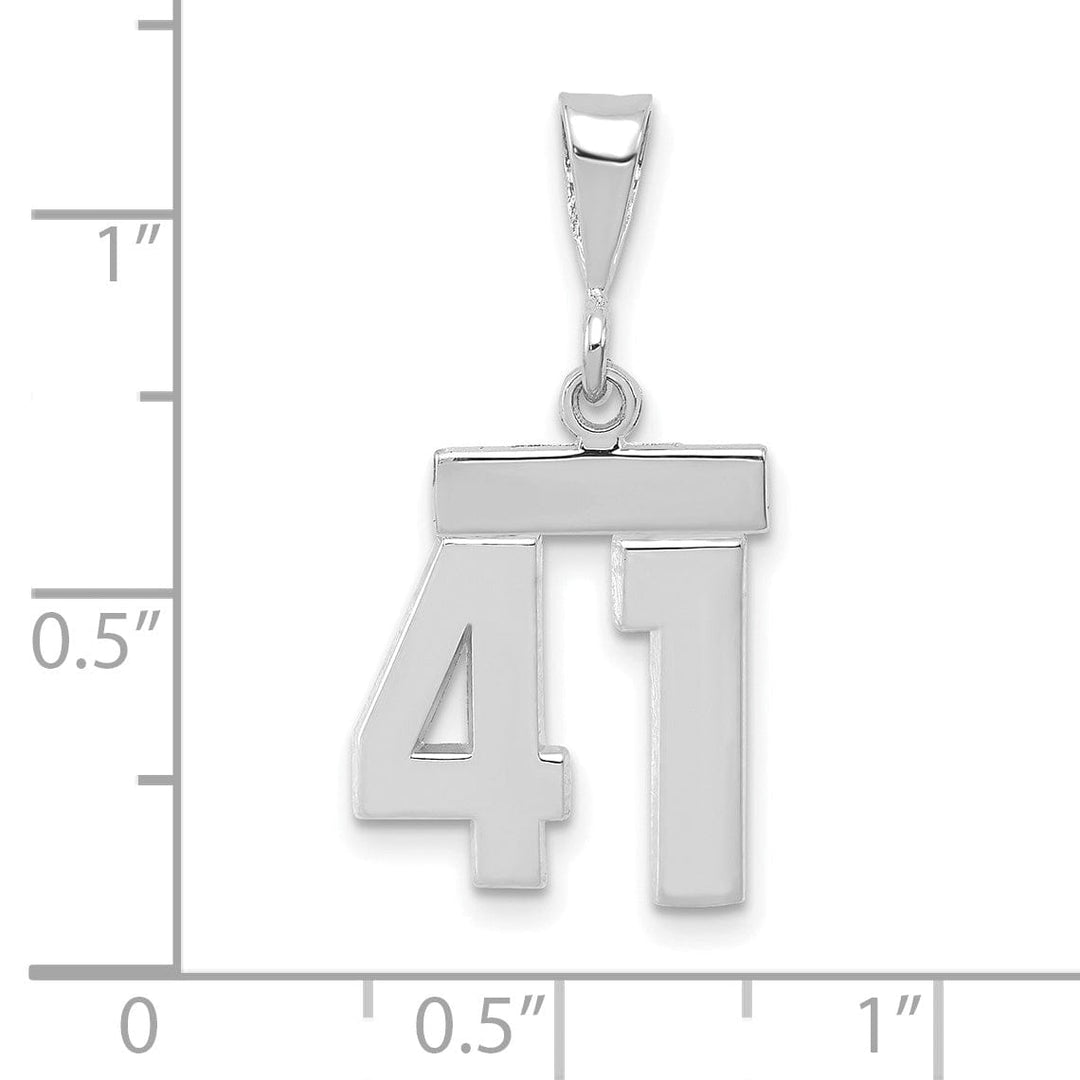 14k White Gold Polished Finish Small Size Number 41 Charm Pendant