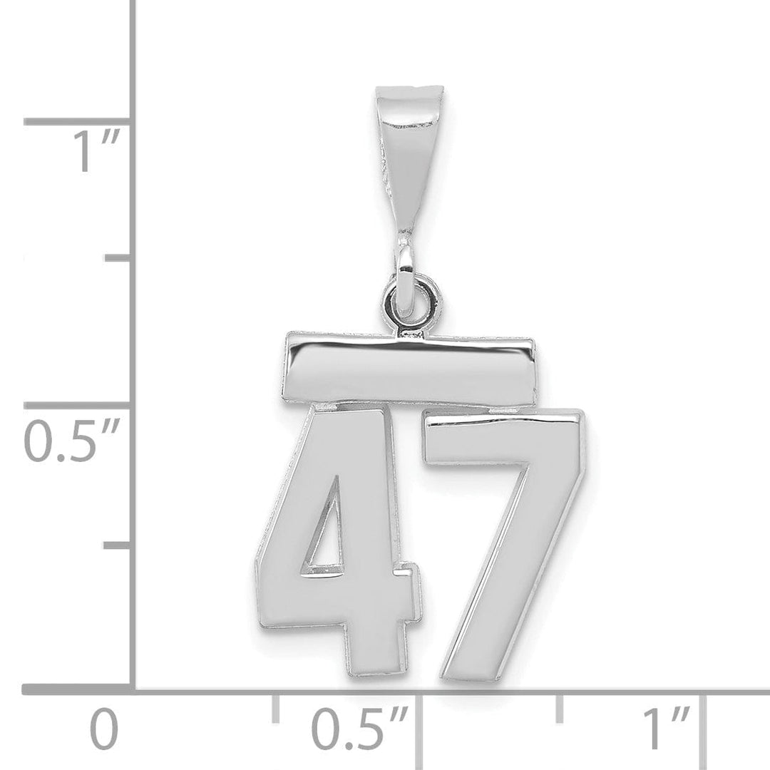 14k White Gold Polished Finish Small Size Number 47 Charm Pendant