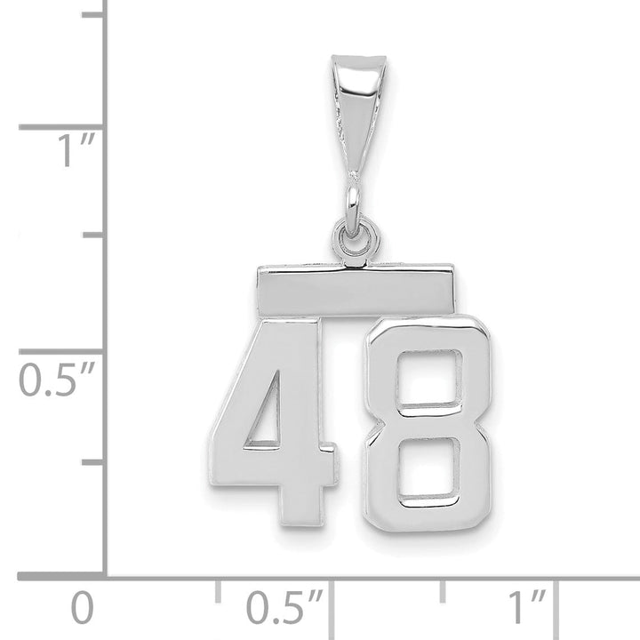 14k White Gold Polished Finish Small Size Number 48 Charm Pendant