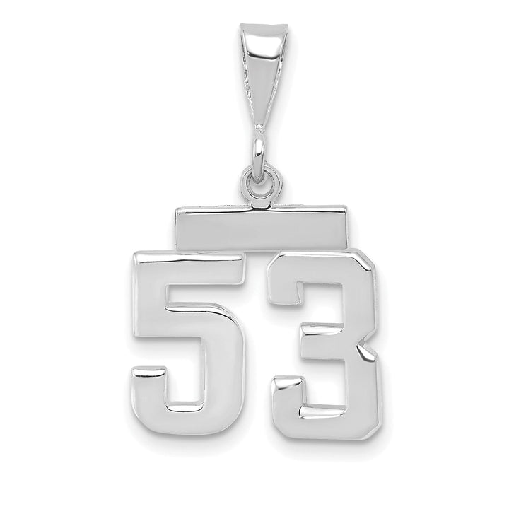 14k White Gold Polished Finish Small Size Number 53 Charm Pendant