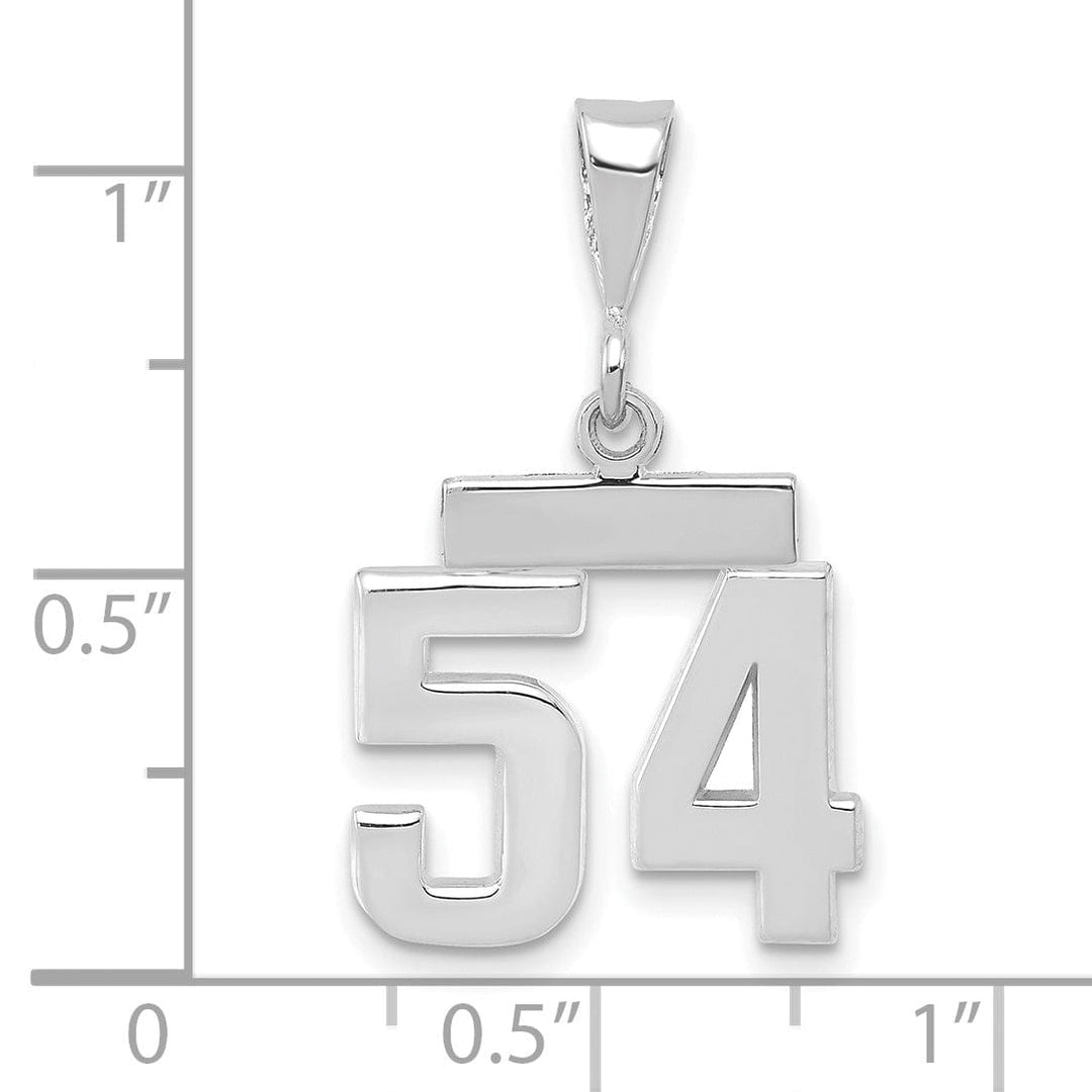 14k White Gold Polished Finish Small Size Number 54 Charm Pendant