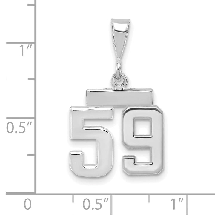 14k White Gold Polished Finish Small Size Number 59 Charm Pendant