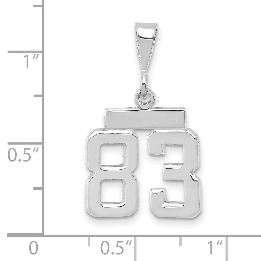 14k White Gold Polished Finish Small Size Number 83 Charm Pendant