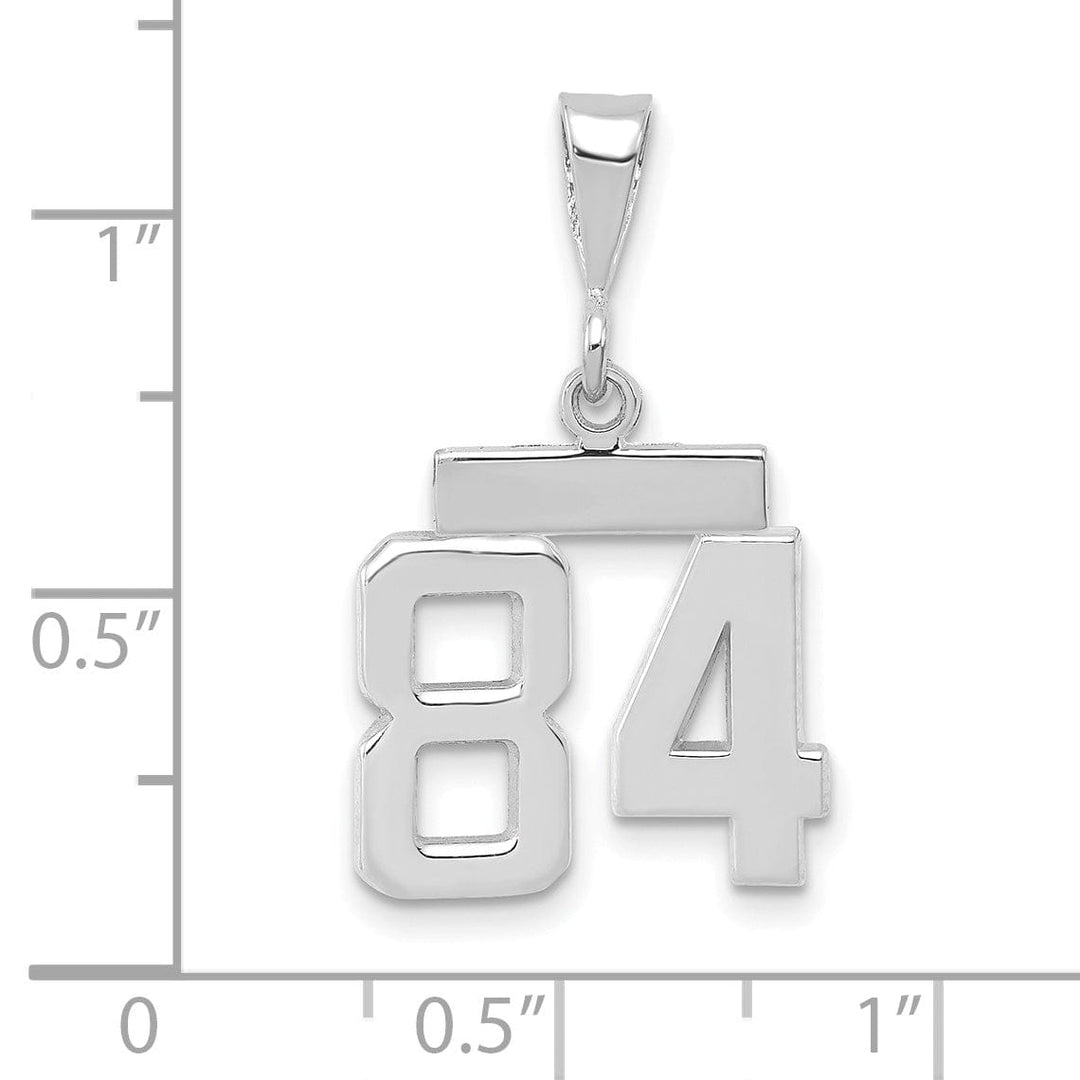 14k White Gold Polished Finish Small Size Number 84 Charm Pendant