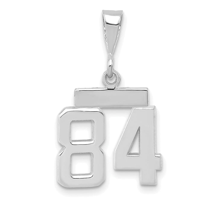 14k White Gold Polished Finish Small Size Number 84 Charm Pendant