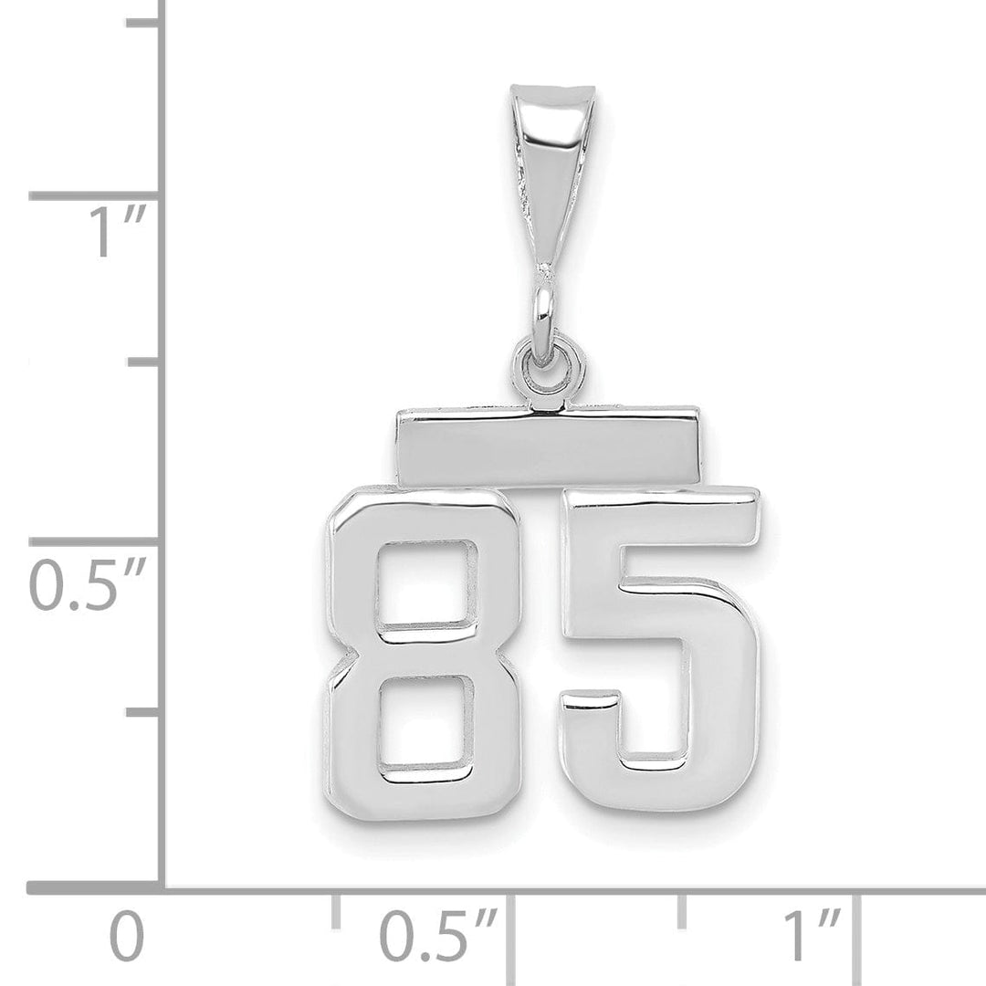 14k White Gold Polished Finish Small Size Number 85 Charm Pendant