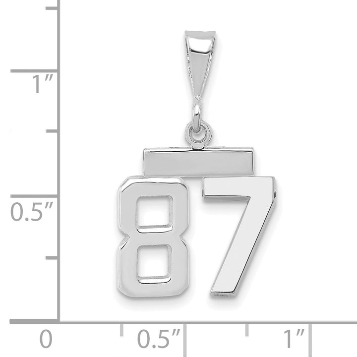 14k White Gold Polished Finish Small Size Number 87 Charm Pendant