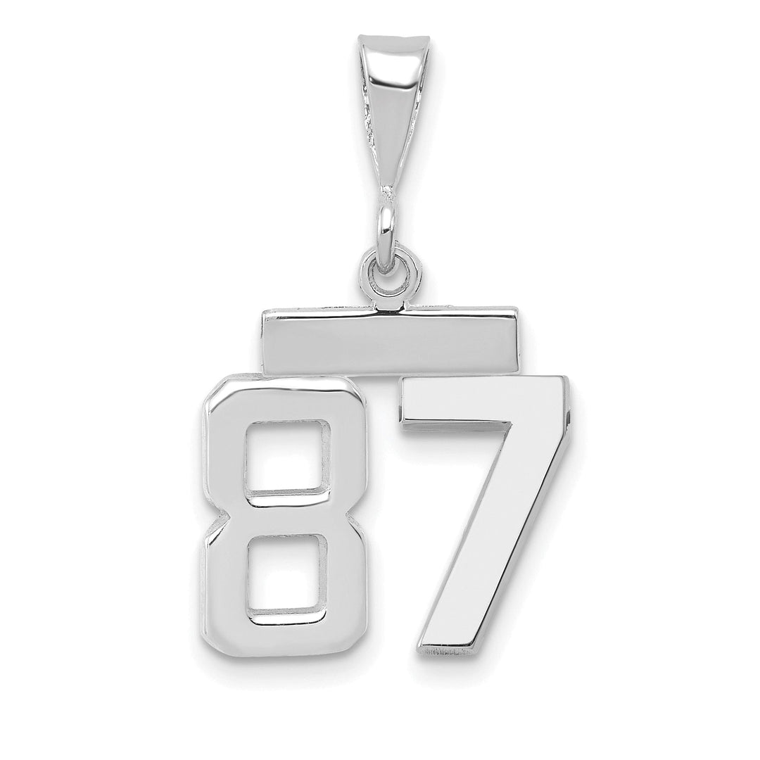 14k White Gold Polished Finish Small Size Number 87 Charm Pendant