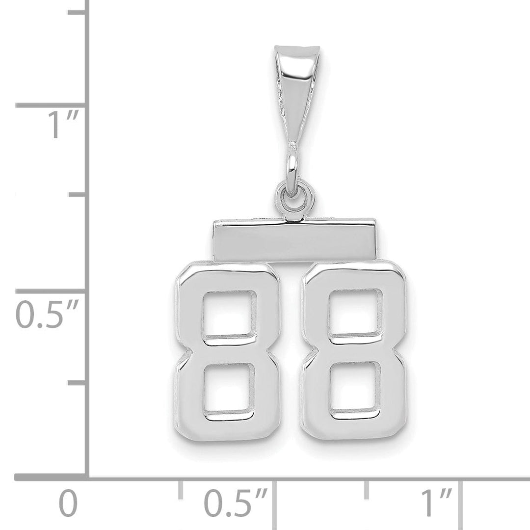 14k White Gold Polished Finish Small Size Number 88 Charm Pendant