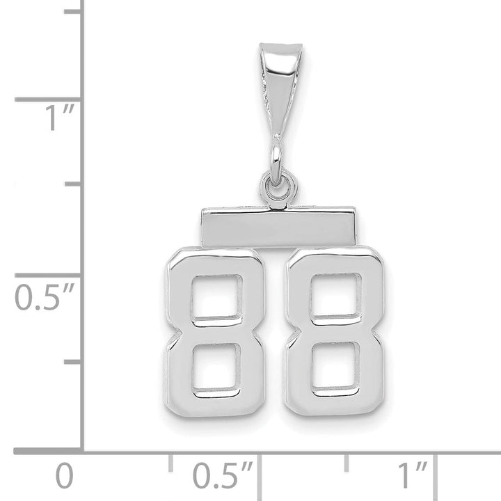 14k White Gold Polished Finish Small Size Number 88 Charm Pendant