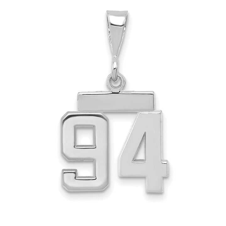 14k White Gold Polished Finish Small Size Number 94 Charm Pendant