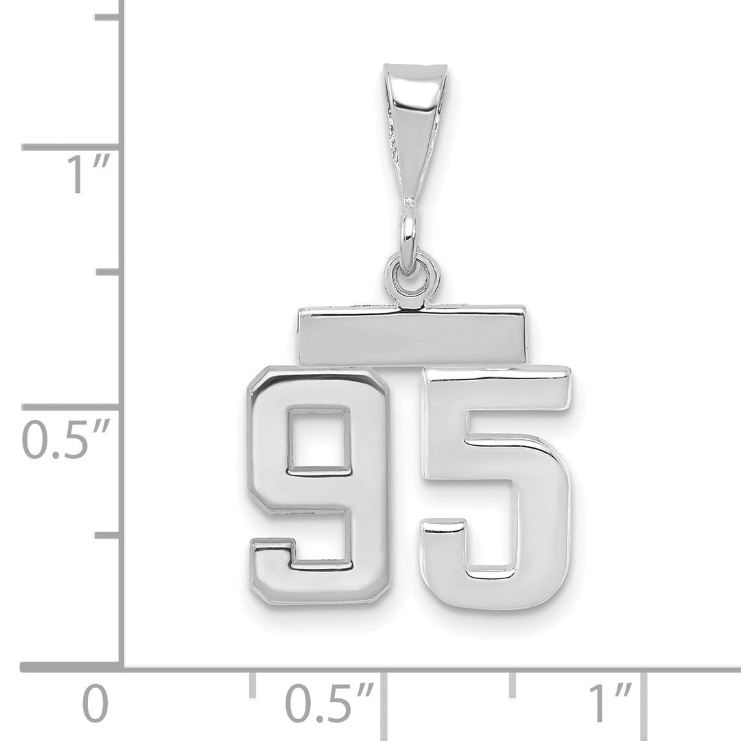 14k White Gold Polished Finish Small Size Number 95 Charm Pendant