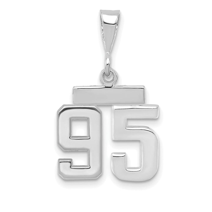 14k White Gold Polished Finish Small Size Number 95 Charm Pendant