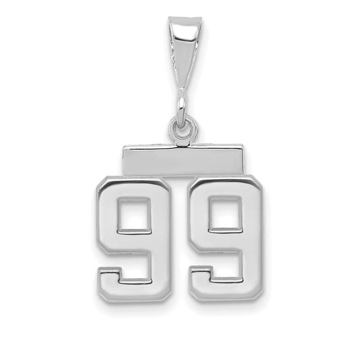 14k White Gold Polished Finish Small Size Number 99 Charm Pendant