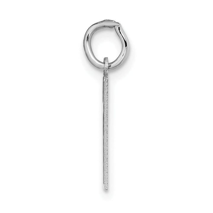 14k White Gold Satin Brush Finish Small Size Number 1 Charm Pendant