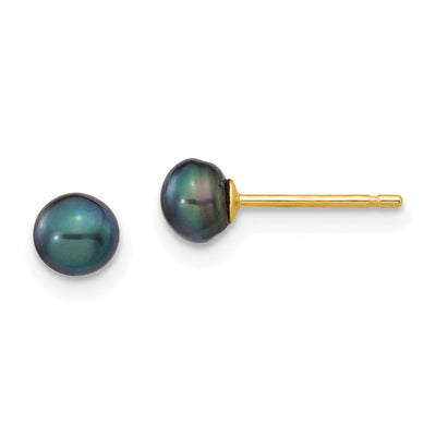 14k Yellow Gold Black Button Pearl Earrings at $ 36.04 only from Jewelryshopping.com