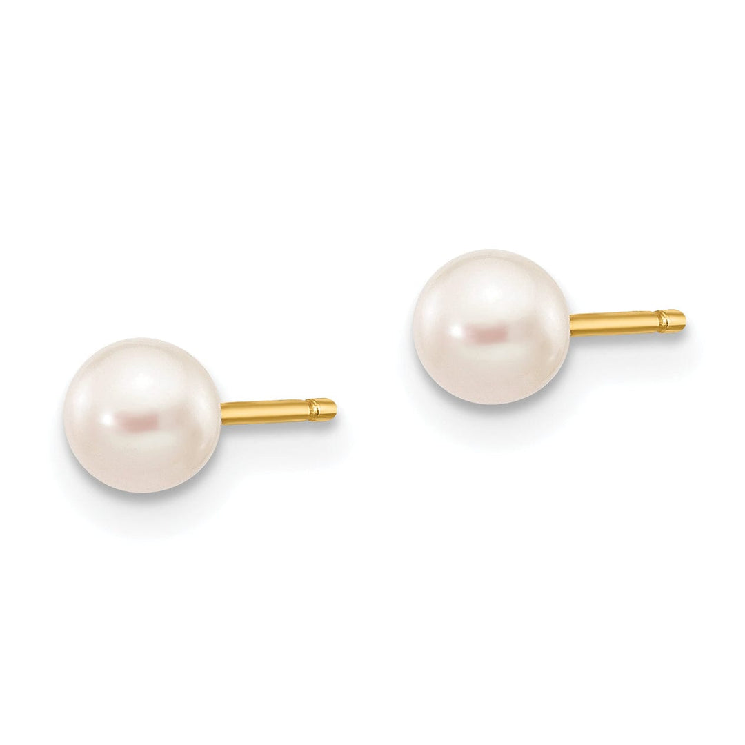 14k Yellow Gold Round Cultured Pearl Earrings