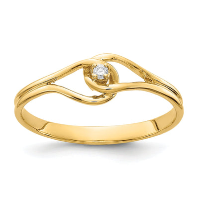 14k Yellow Gold Polished Diamond Ring at $ 140.15 only from Jewelryshopping.com