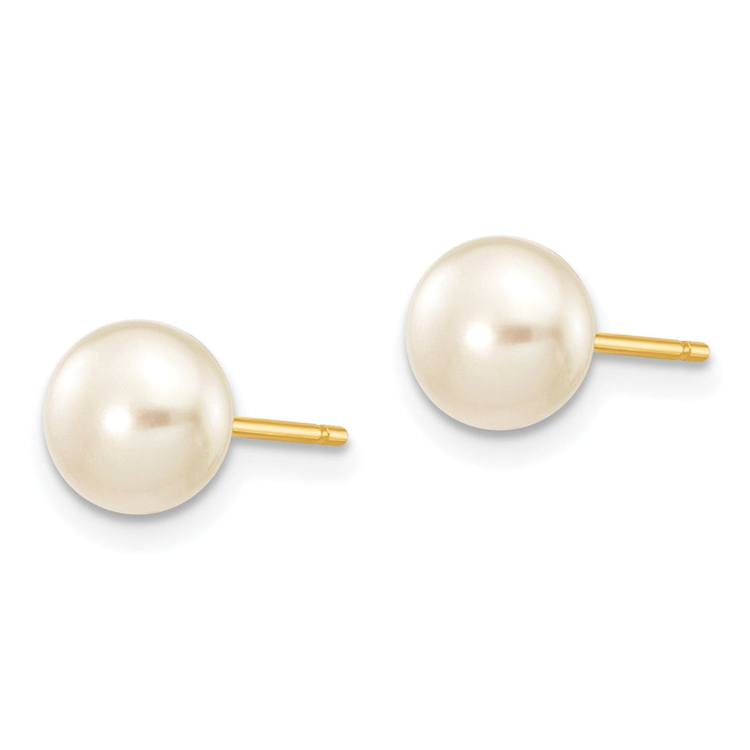 14k Yellow Gold White Button Pearl Earrings