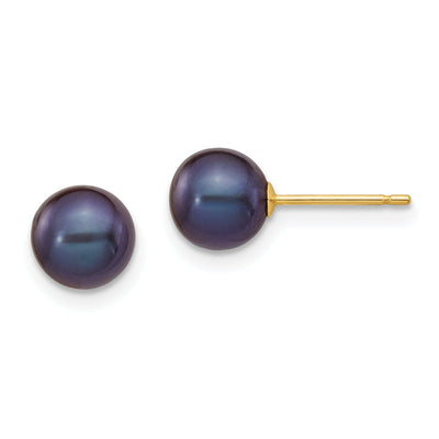 14k Yellow Gold Round Black Pearl Earrings at $ 43.4 only from Jewelryshopping.com