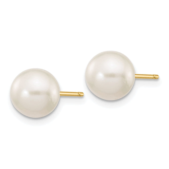 14k Yellow Gold Round Cultured Pearl Earrings