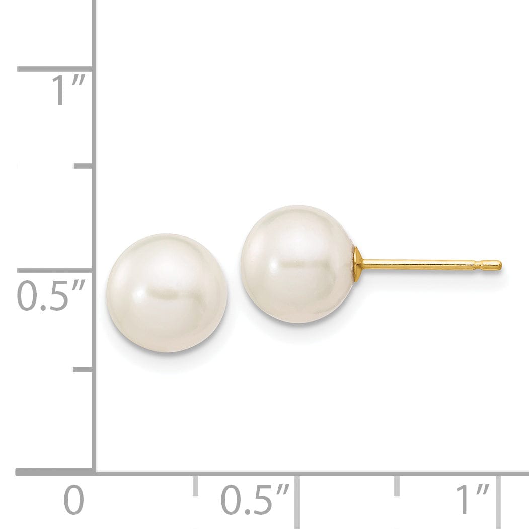 14k Yellow Gold Round Cultured Pearl Earrings