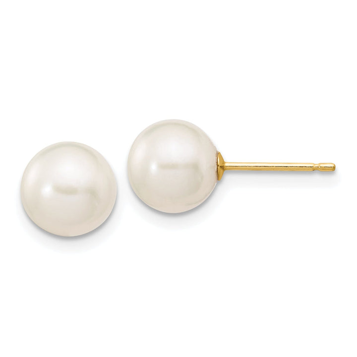 14k Yellow Gold Round Cultured Pearl Earrings