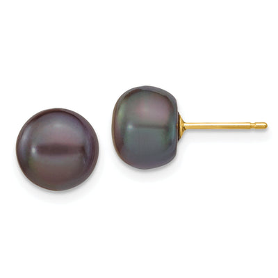 14k Yellow Gold Black Button Black Pearl Earrings at $ 38.54 only from Jewelryshopping.com