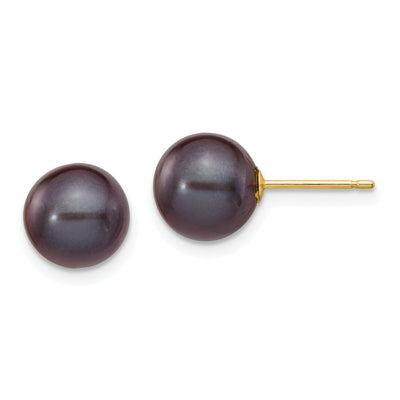 14k Yellow Gold Round Black Pearl Earrings at $ 58.74 only from Jewelryshopping.com