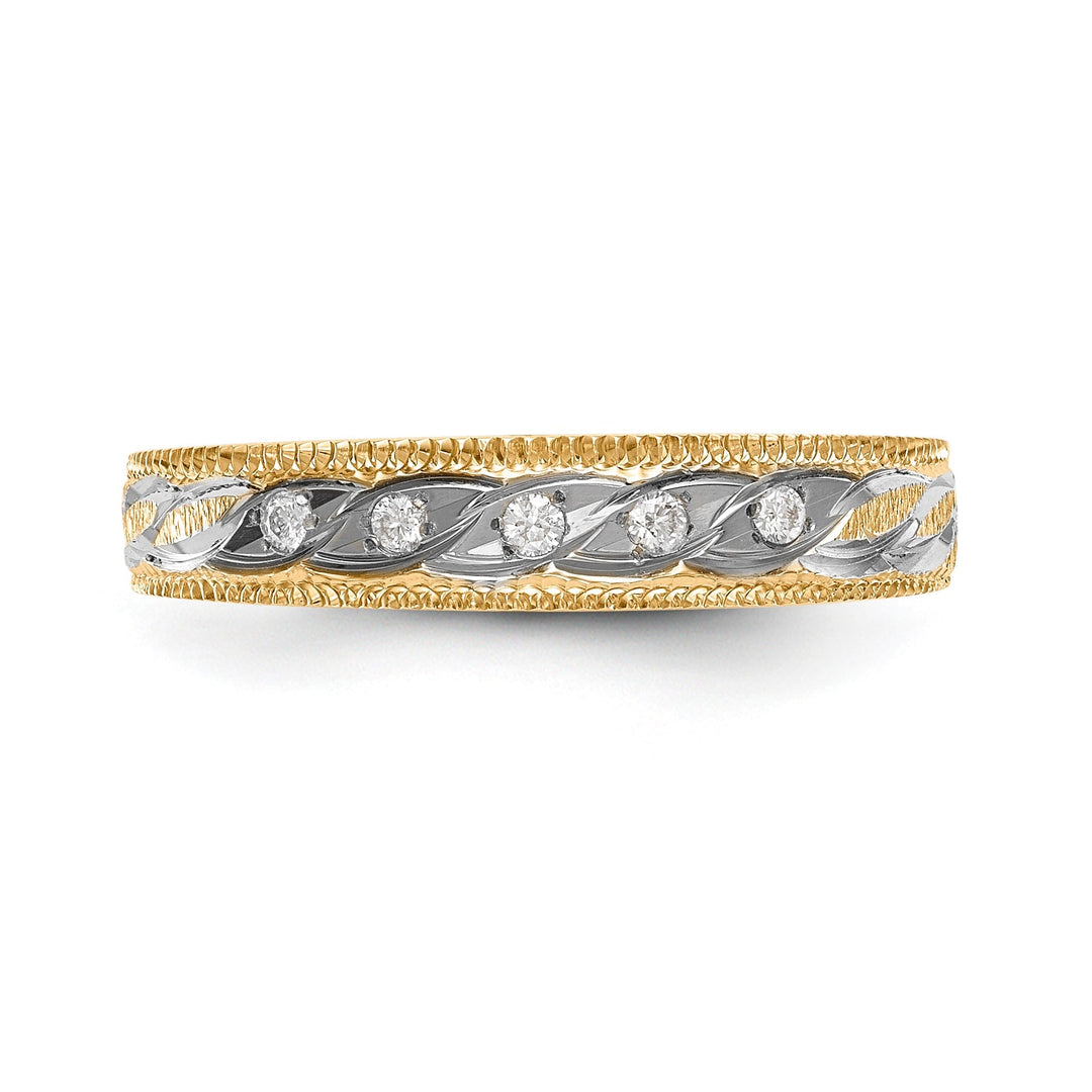 14k Two Tone Gold Diamond Ladies Wedding Band