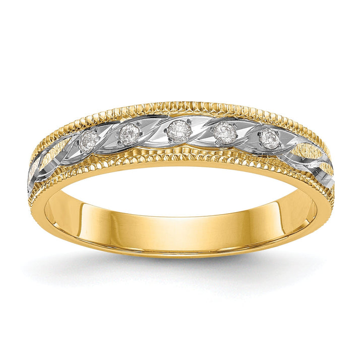 14k Two Tone Gold Diamond Ladies Wedding Band