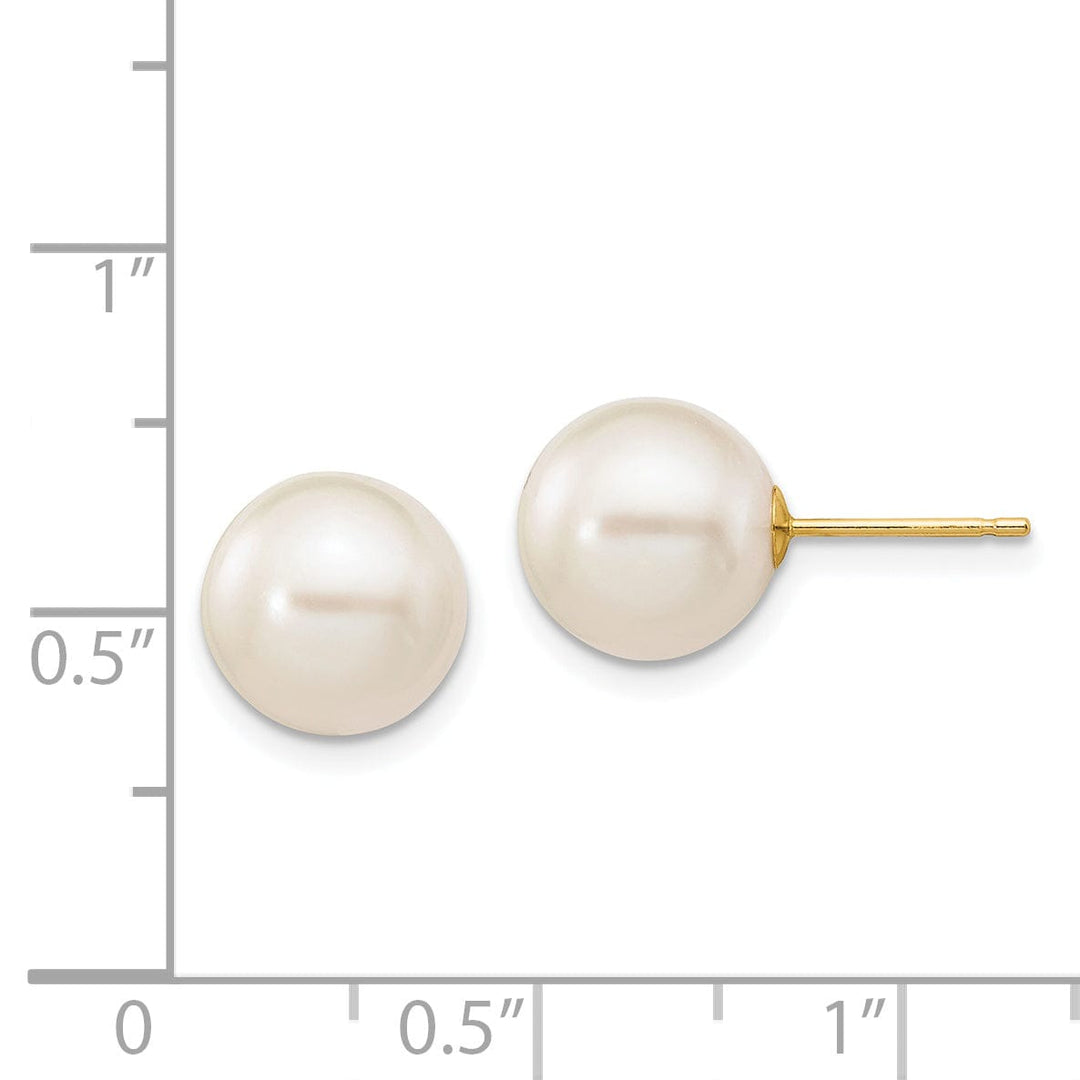 14k Yellow Gold Round Cultured Pearl Earrings