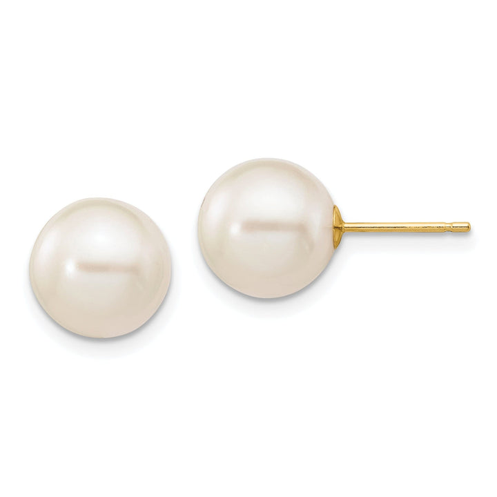 14k Yellow Gold Round Cultured Pearl Earrings