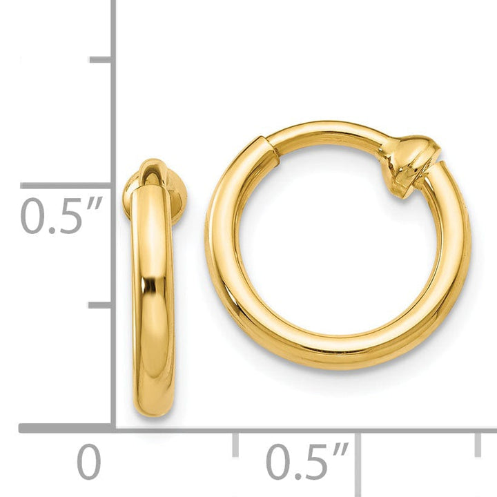 14k Yellow Gold Non-Pierced Hoop Earrings