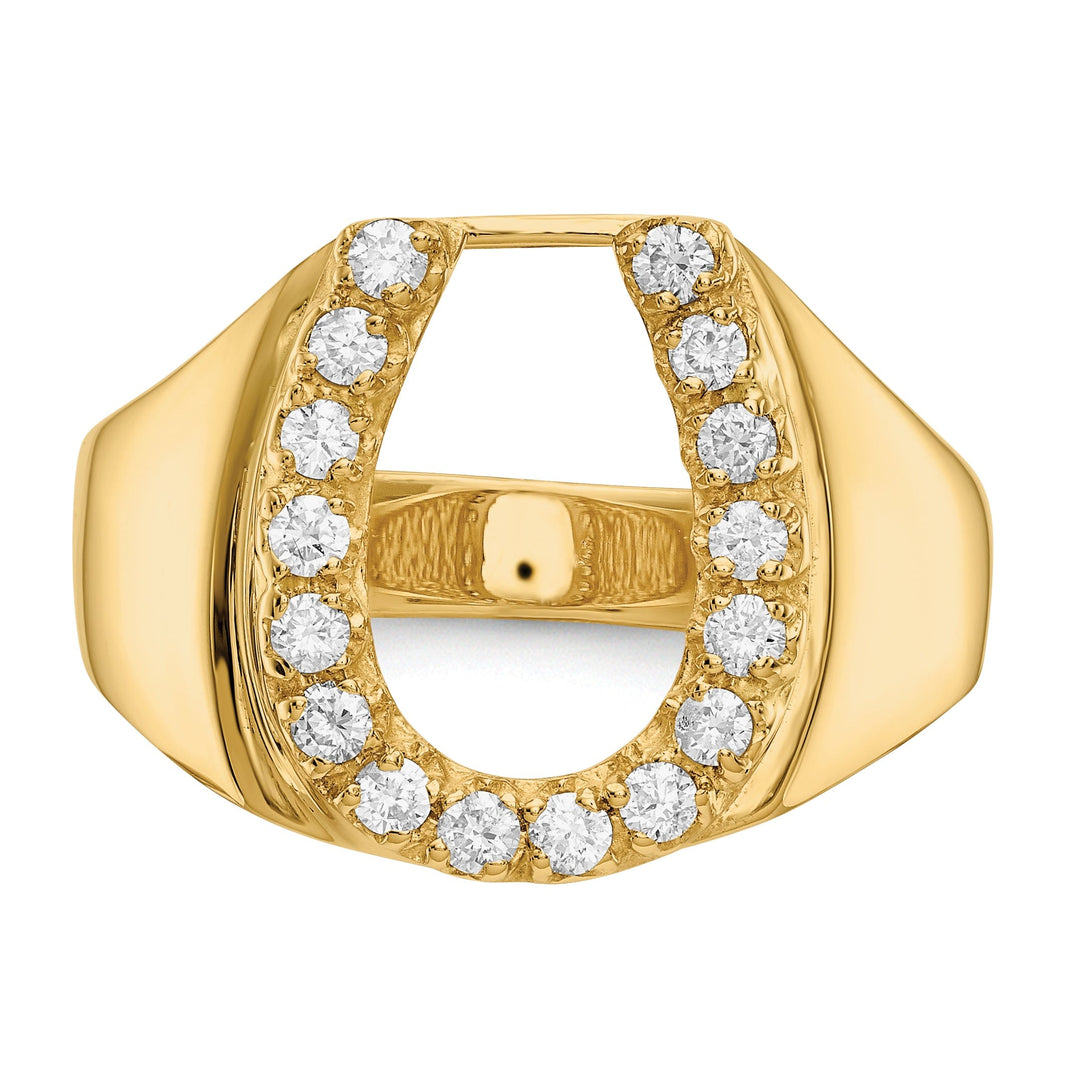 14k Yellow Gold Men's Diamond Horseshoe Ring
