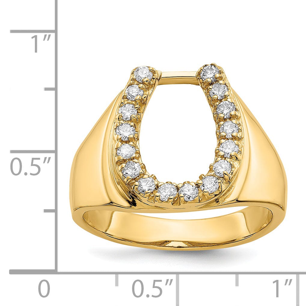 14k Yellow Gold Men's Diamond Horseshoe Ring